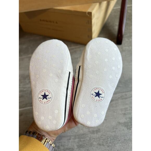 CONVERSE Baby Girl First Star High Top Sneaker NEW Pink Soft Sole Crib Shoes 3 - Picture 8 of 9